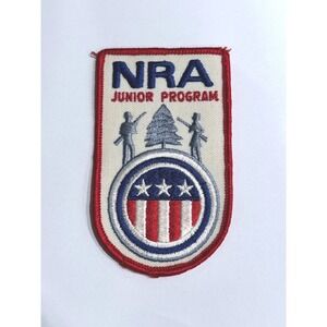 Vintage NRA Junior Program Embroidered Patch Red White Blue Americana Shield